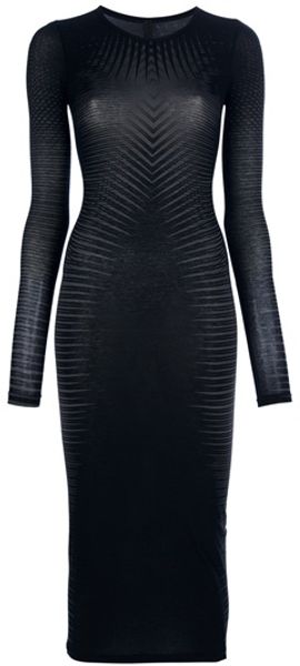 Gareth Pugh Striped Fitted Dress in Black - Lyst