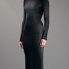 Gareth Pugh Striped Fitted Dress in Black - Lyst