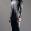 Gareth Pugh Striped Fitted Dress in Black - Lyst