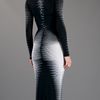 Gareth Pugh Striped Fitted Dress in Black - Lyst