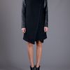 Helmut Lang Leather Sleeve Coat in Black - Lyst