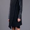 Helmut Lang Leather Sleeve Coat in Black - Lyst
