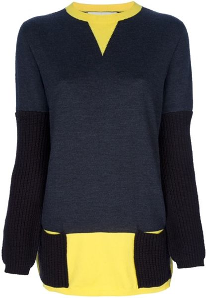 Marni Contrast Sweater in Gray (grey) - Lyst