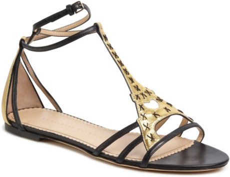 Charlotte Olympia Ss Parisienne Tstrap Sandal in Gold (black/gold) - Lyst