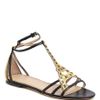 Charlotte Olympia Ss Parisienne Tstrap Sandal in Gold (black/gold) - Lyst