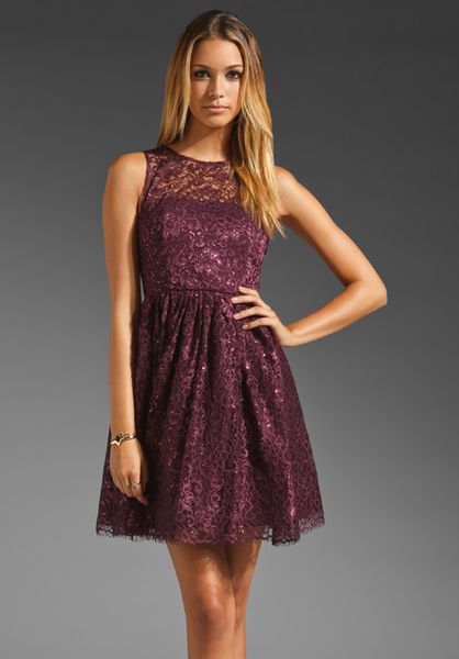 Alice + Olivia Ophelia Lace Dress in Purple (plum) Alice + Olivia Ophelia Lace Dress in Purple (plum)