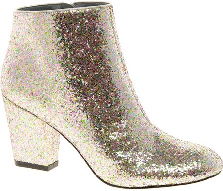 Asos Asos All That Jazz Glitter Ankle Boots in Gold (silverglitter ...