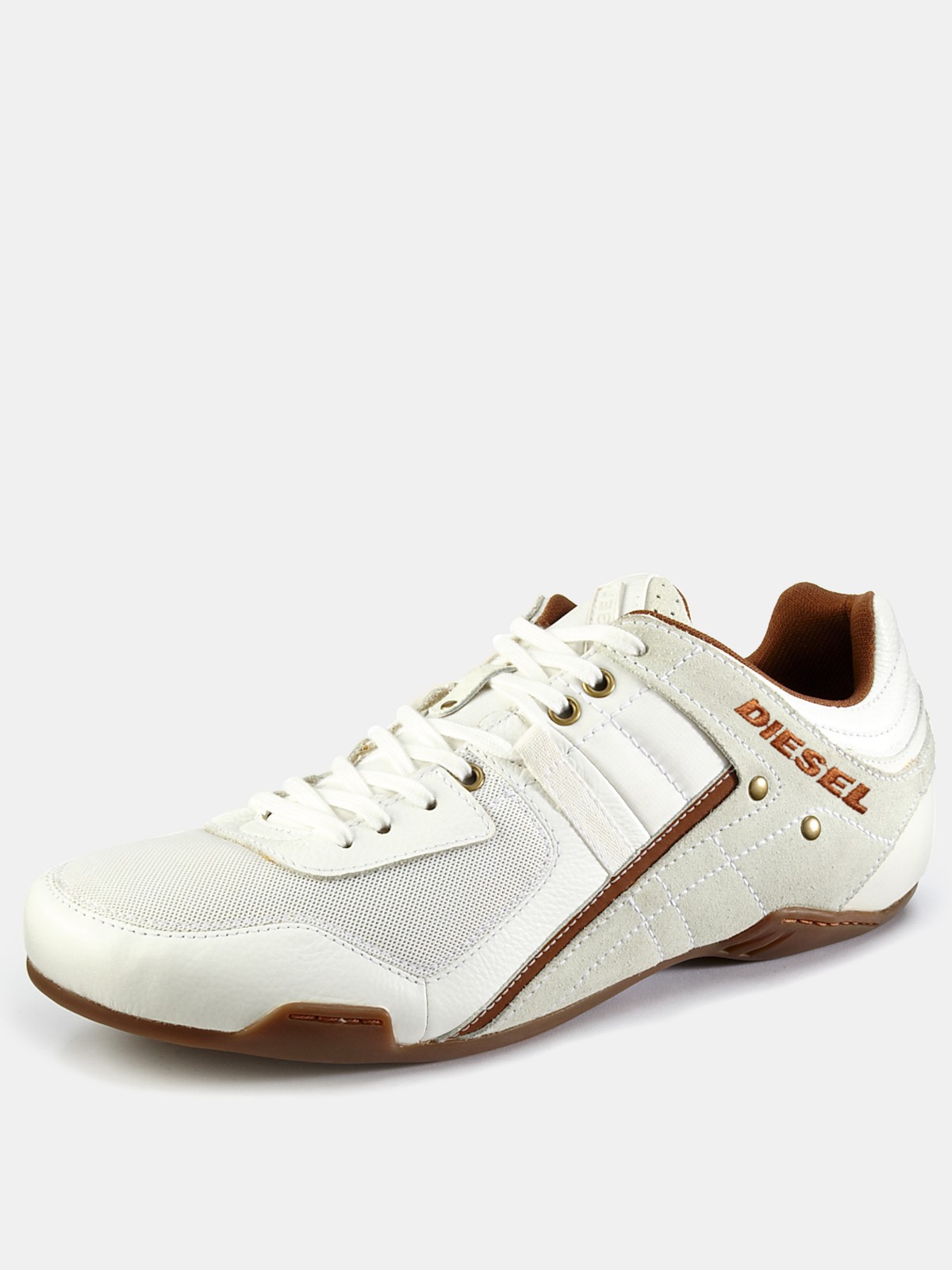 Diesel Diesel Korbin Mens Leather Plimsolls in Brown for Men (white) Lyst