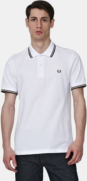 Fred Perry Fred Perry Mens Twin Tipped Polo Whiteportthorn - Lyst