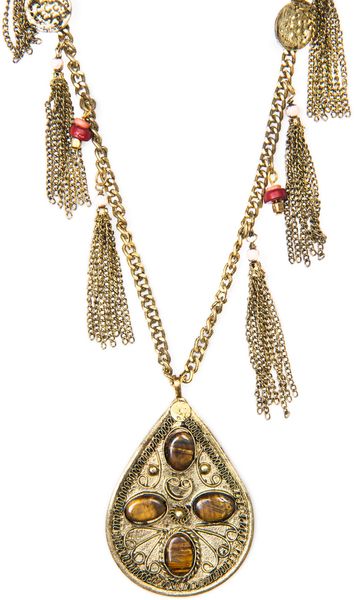 Mango Touch Tassels Pendant Necklace in Gold (94) - Lyst