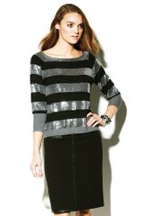 Vince Camuto Ribbed Sequin Stripe Sweater