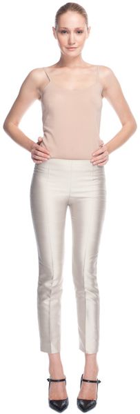 Alberta Ferretti Champagne Seamed Cropped Pants - Lyst
