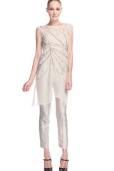 Alberta Ferretti  Cap Sleeve Sheer Tunic
