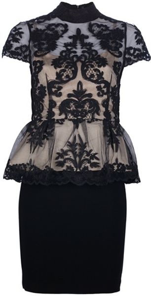 Alice + Olivia Lace Peplum Dress - Lyst