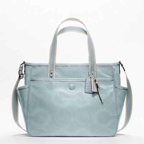 Coach Baby Bag Stitched Patent Tote in Gray (silvermist) | Lyst
