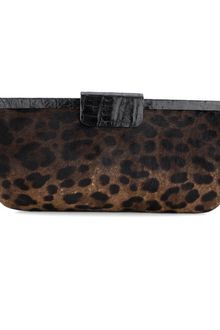 Nancy Gonzalez Chocolate Croc and Leopard Pony Hair Clutch - Lyst