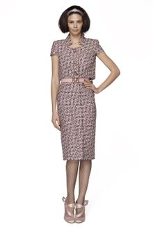 Oscar de la Renta Silk Grid Tweed Dress - Lyst