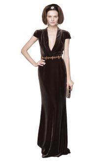 Oscar de la Renta Velvet Cap Sleeve Fishtail Gown - Lyst