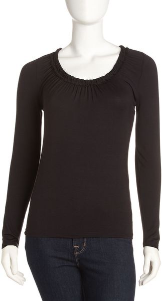 Tahari Chiffontrim Top Black - Lyst