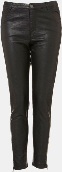 Topshop Howard Croc Embossed Faux Leather Pants in Black - Lyst