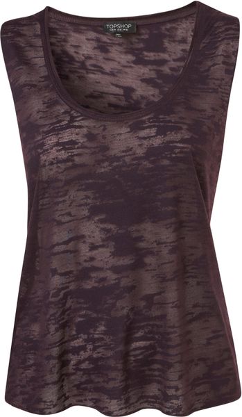 Topshop Burnout Low Armhole Vest in Purple (burgundy) - Lyst