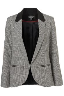 Topshop Monochrome Check Zip Blazer - Lyst