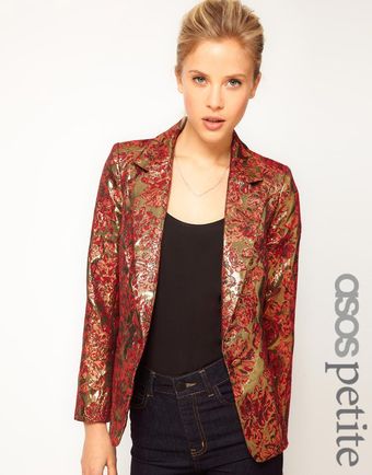 Asos Petite Exclusive Blazer in Metallic Jacquard - Lyst