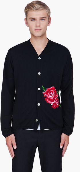 Comme Des Garçons Black Embroidered Cardigan in Black for Men - Lyst