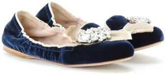 Miu Miu Crystal Embellished Ballerinas - Lyst