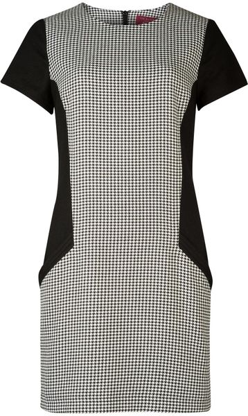 black and white dog tooth dress