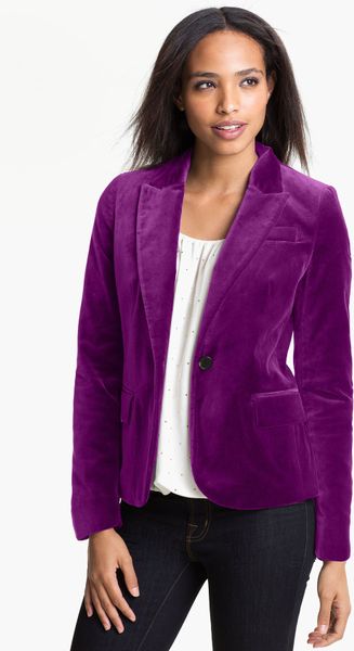 Vince Camuto One Button Velvet Blazer in Purple (sweet plum) | Lyst