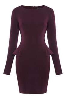 Ax Paris Long Sleeve Peplum Dress - Lyst
