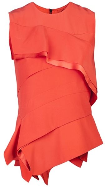 Narciso Rodriguez Ruffle Blouse in Orange - Lyst