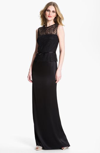 St. John Collection Liquid Satin Lace Gown - Lyst