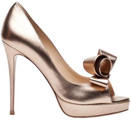Valentino Metallic Couture Bow Pump in Gold - Lyst