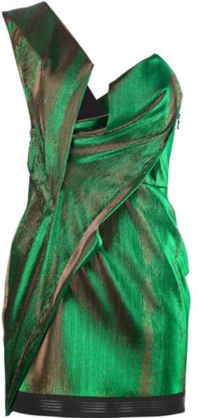 Anthony Vaccarello One Shoulder Mini Dress - Lyst