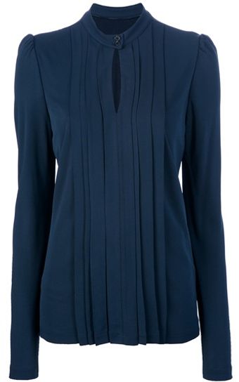 Burberry Long Sleeve Key Hole Blouse - Lyst