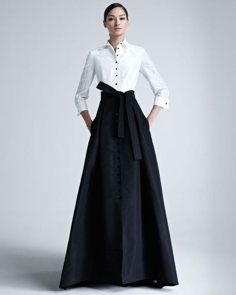 Carolina Herrera Taffeta Gown in Black (ivory black) - Lyst