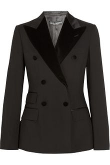 Dolce & Gabbana Velvet trimmed Twill Double breasted Blazer - Lyst