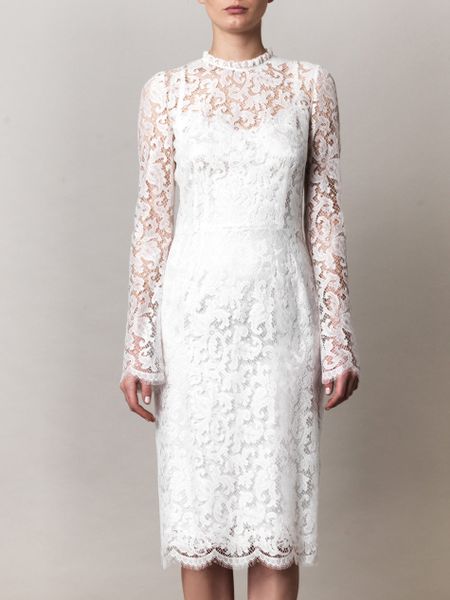 Dolce & Gabbana Lace Dress in White | Lyst