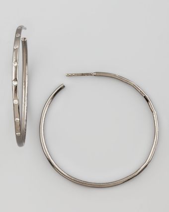 Dominique Cohen Noir Pave Diamond Hoop Earrings - Lyst