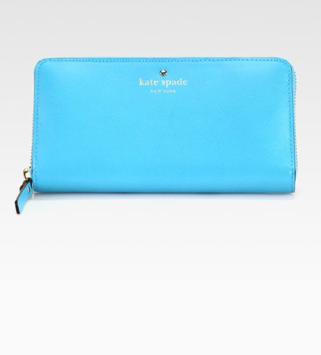 Kate Spade Lacey Ziparound Wallet in Blue - Lyst