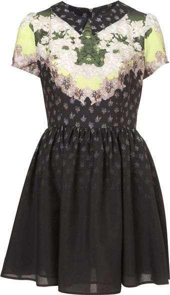 Topshop Neon Lace Print Flippy Dress - Lyst