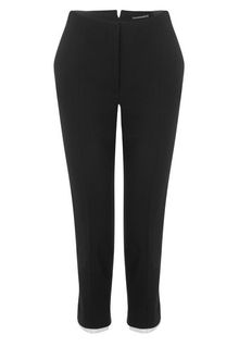 Alexander McQueen Black Crepe Wool Cuffed Cropped Trousers - Lyst