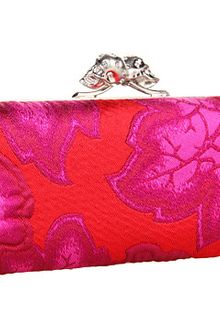 Alexander McQueen Twin Skull Clutch Big Flower Jacquard - Lyst