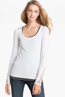 Lucky Brand Lace Trim Thermal Top - Lyst