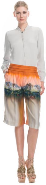 Matthew Williamson Landscape Washed Silk Culottes in Orange (spice) - Lyst