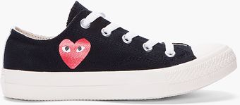 Play Comme Des Garçons Lowtop Black Canvas Converse Sneakers - Lyst