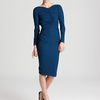 Zac Posen Crepe Dress Long Sleeve with Ruching in Blue (teal) - Lyst