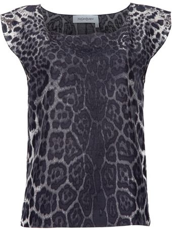 Yves Saint Laurent Printed Cap Sleeved Shirt - Lyst